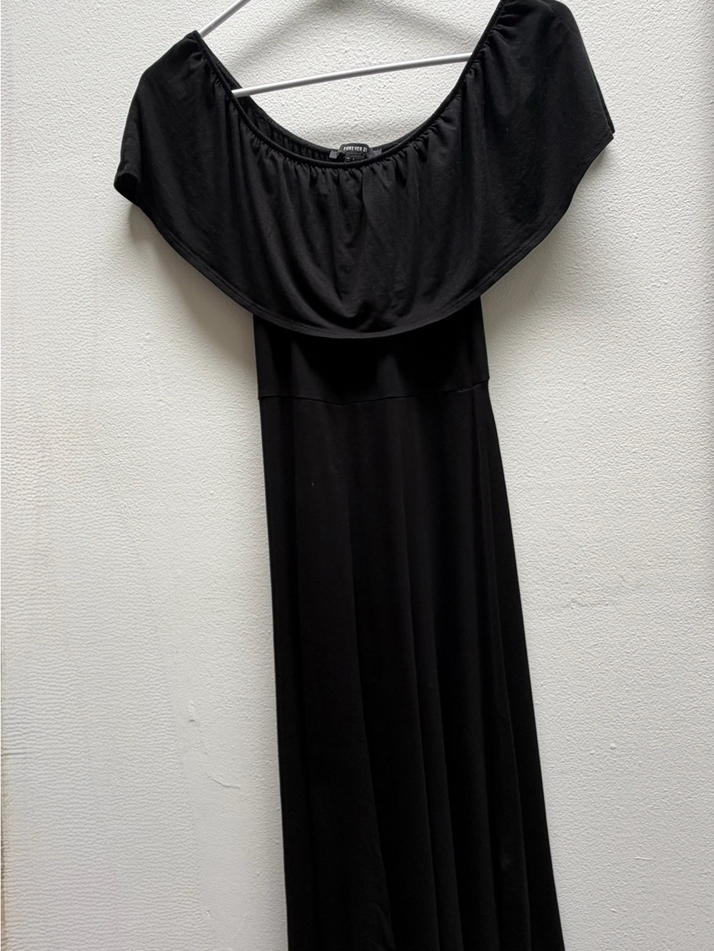Black Off-Shoulder Midi Dress